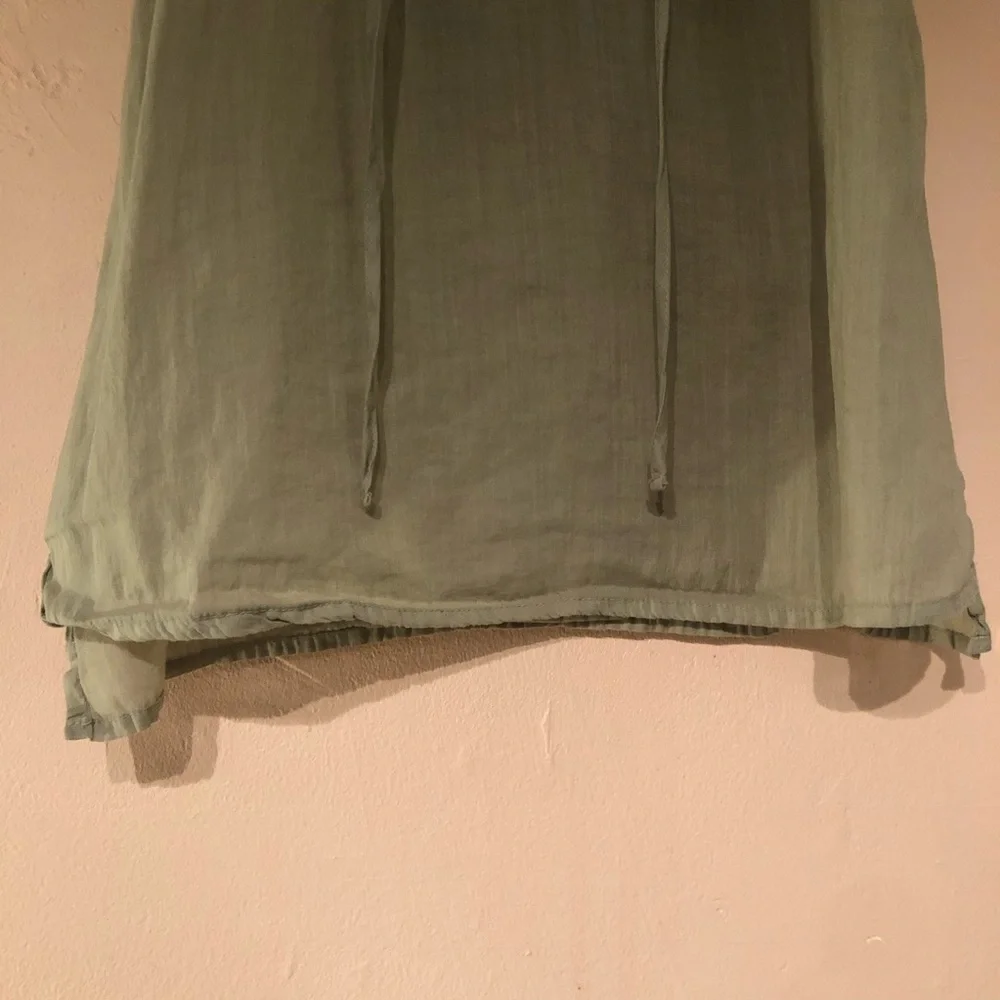 ZARA Sage Green Ruffle Sleeveless Cotton Blend Top Sheer Spring Mint Y2K - Picture 3 of 4